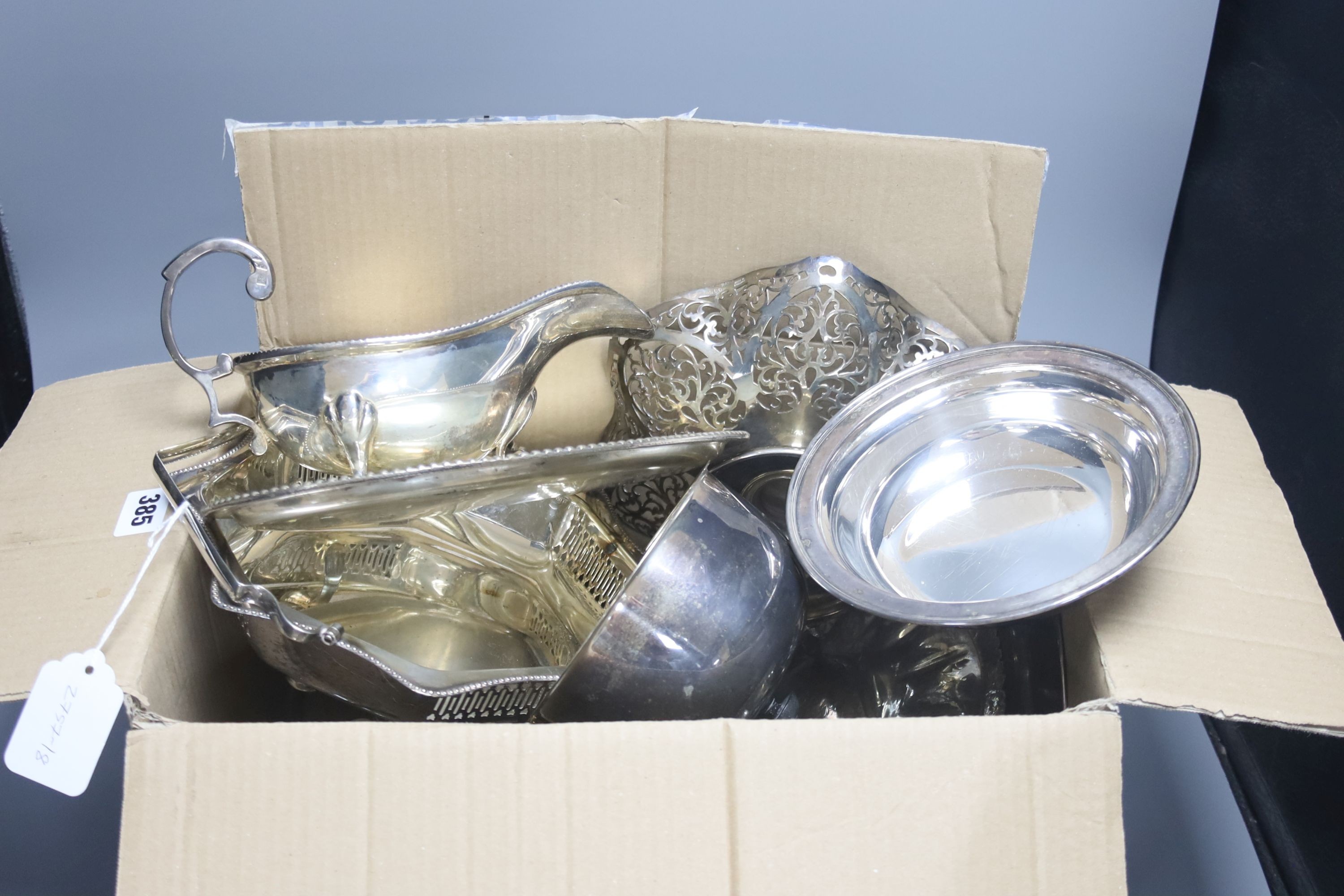 Plated wares-four knive rests, box, etc.